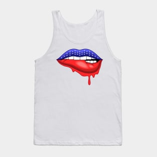 American Flag Biting Lips Tank Top